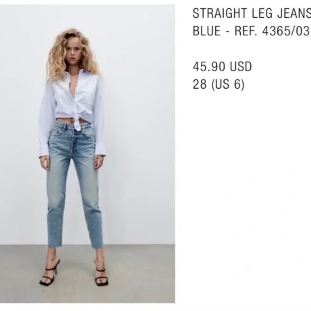 NEW ✨ ZARA STRAIGHT LEG JEANS BLUE - REF. 4365/037 SIZE 4
